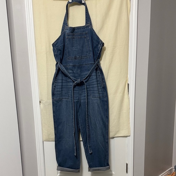 Duluth Trading Co Denim - Duluth Trading Overalls Womens 16R Daily Denim Jumpsuit Gardening Tie Waist